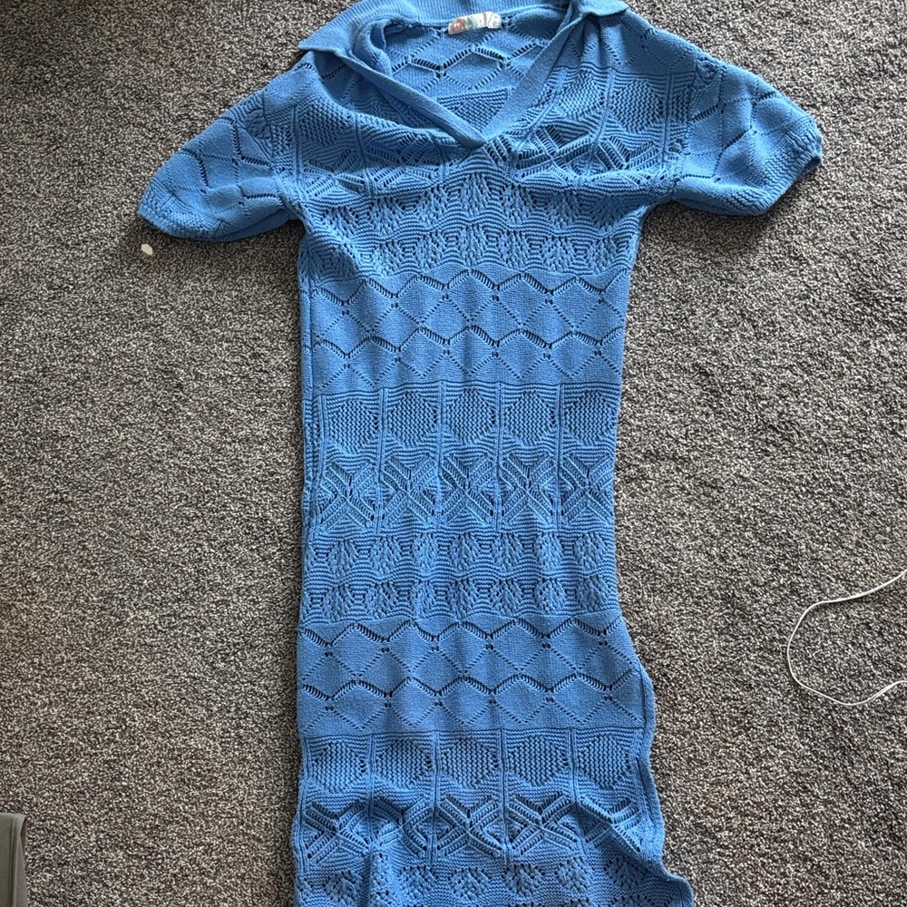Blue Knit Maxi Dress